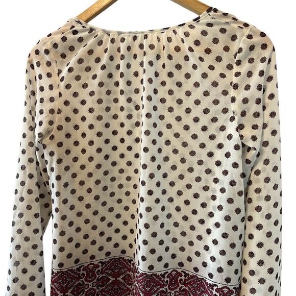 AEROPOSTALE Cream Printed Semi Sheer Boho Printed Casual Top Blouse XS - Picture 3 of 7